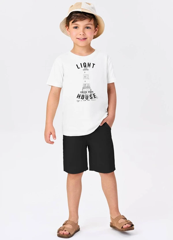 Trick Nick - Conjunto Menina Camiseta com Bermuda Branco 3