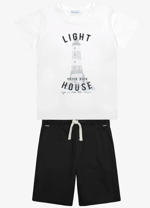 Trick Nick - Conjunto Menina Camiseta com Bermuda Branco 6