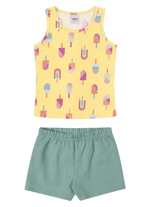 Elian - Conjunto Menina Regata Sorvetes e Short Amarelo - ELIAN