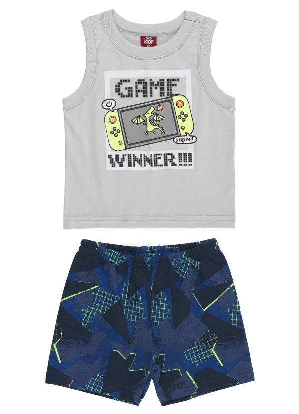 Bee Loop - Conjunto Menino Bebê Regata e Bermuda Cinza
