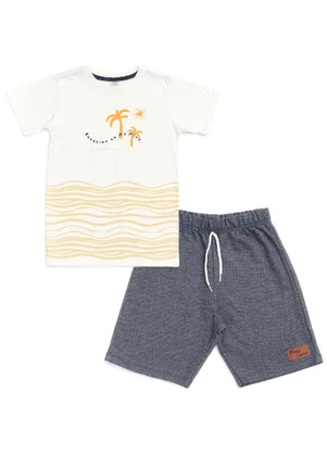 Outlet - Conjunto Menino Bege / Chumbo - OUTLET