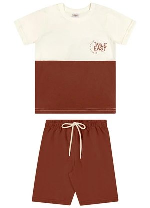 Elian - Conjunto Menino Bicolor Texturizado Bege - ELIAN