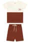 Elian - Conjunto Menino Bicolor Texturizado Laranja - variação: Bege