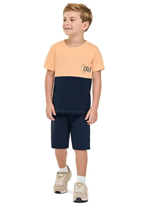Elian - Conjunto Menino Bicolor Texturizado Laranja - ELIAN