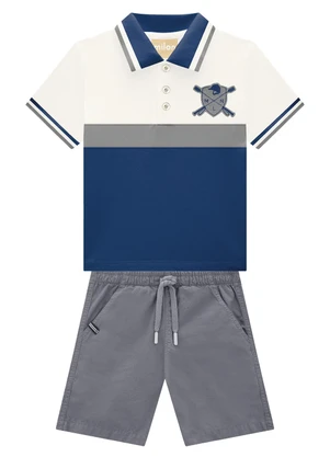 Milon - Conjunto Menino Bordado Azul - MILON