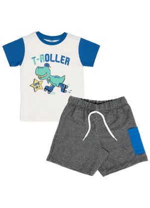 Outlet - Conjunto Menino Branco / Preto Desagulado - OUTLET
