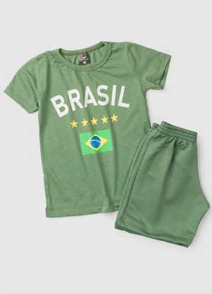 Rosa Azul - Conjunto Menino Brasil Copa do Mundo Kangulu Verde - ROSA AZUL