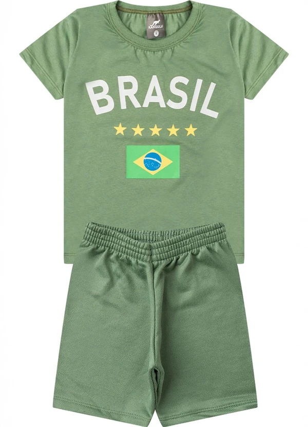 Rosa Azul - Conjunto Menino Brasil Copa do Mundo Kangulu Verde