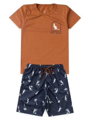 Rosa Azul - Conjunto Menino Califórnia Dream Kangulu Marrom - ROSA AZUL