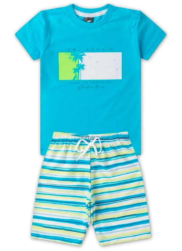 Rosa Azul - Conjunto Menino California Surfing Kangulu Azul