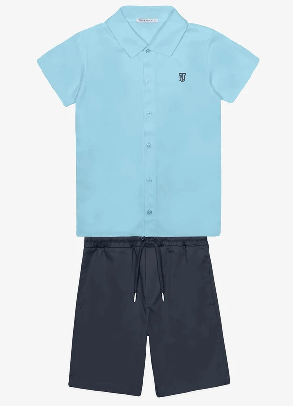 Trick Nick - Conjunto Menino Camisa com Bermuda Azul