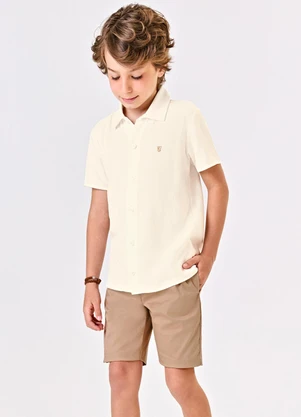 Trick Nick - Conjunto Menino Camisa com Bermuda Bege - TRICK NICK