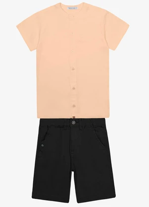 Trick Nick - Conjunto Menino Camisa com Bermuda Bege - TRICK NICK