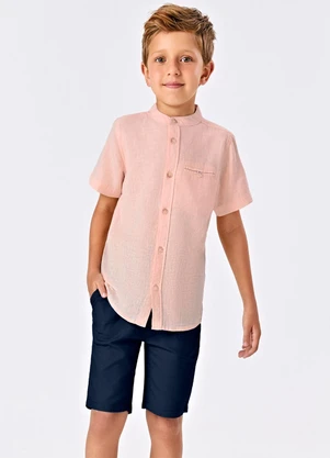 Trick Nick - Conjunto Menino Camisa com Bermuda Rosa - TRICK NICK