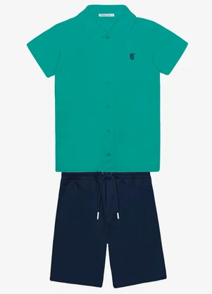 Trick Nick - Conjunto Menino Camisa com Bermuda Verde - TRICK NICK