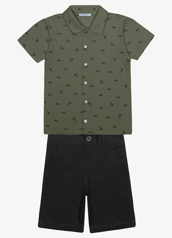 Trick Nick - Conjunto Menino Camisa com Bermuda Verde