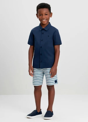 Conjunto Menino Camisa e Bermuda Quimby Azul - QUIMBY