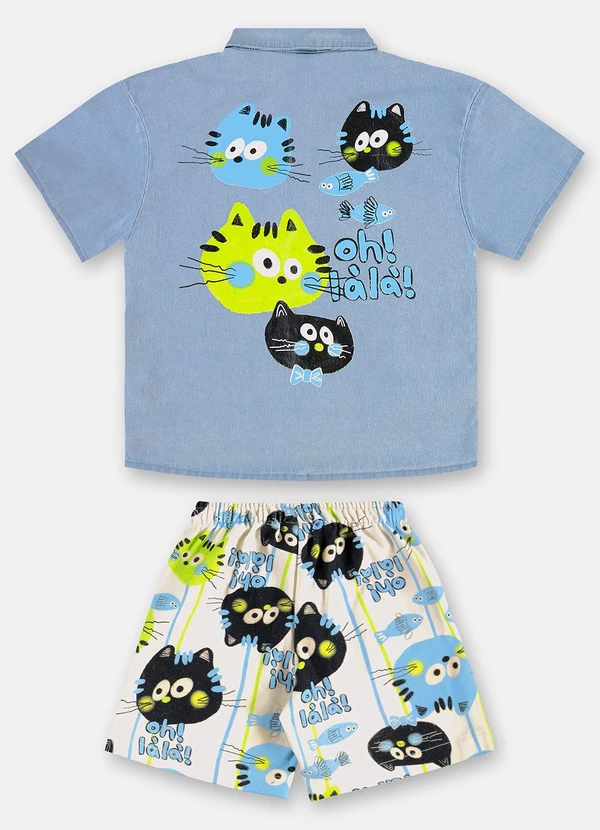 Três e Já - Conjunto Menino Camisa e Bermuda Azul 4