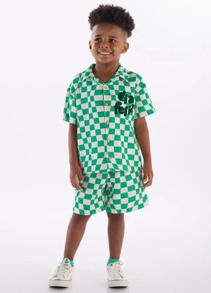 Três e Já - Conjunto Menino Camisa e Bermuda Branco - TRÊS E JÁ