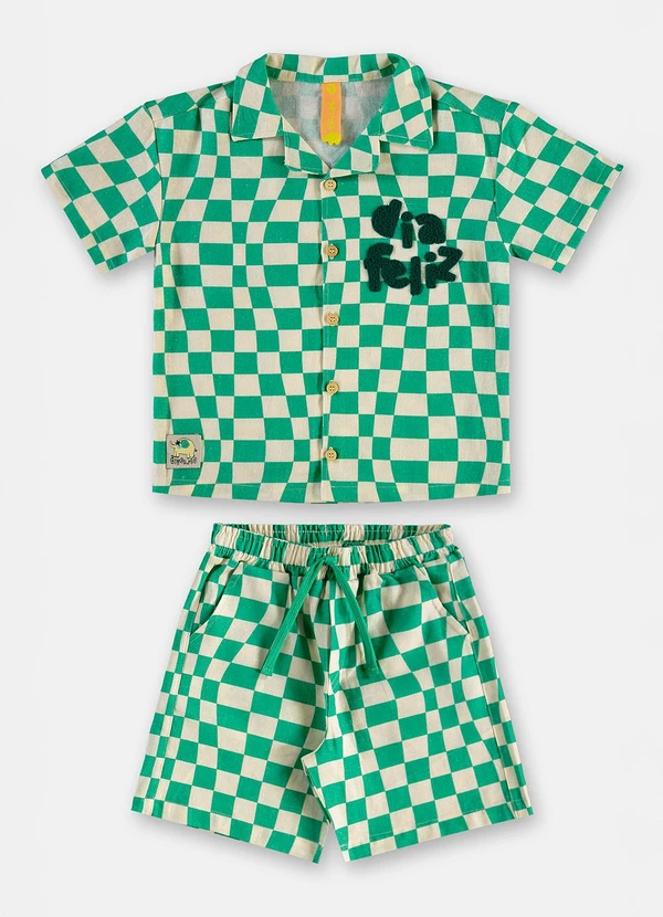Três e Já - Conjunto Menino Camisa e Bermuda Branco 2