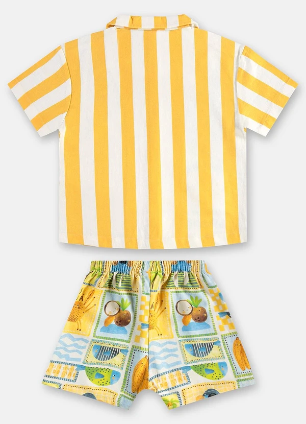 Três e Já - Conjunto Menino Camisa e Short Amarelo 3