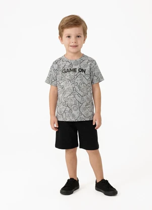 Fakini - Conjunto Menino Camiseta Bermuda Cinza - FAKINI