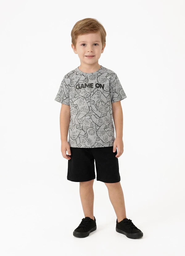 Fakini - Conjunto Menino Camiseta Bermuda Cinza