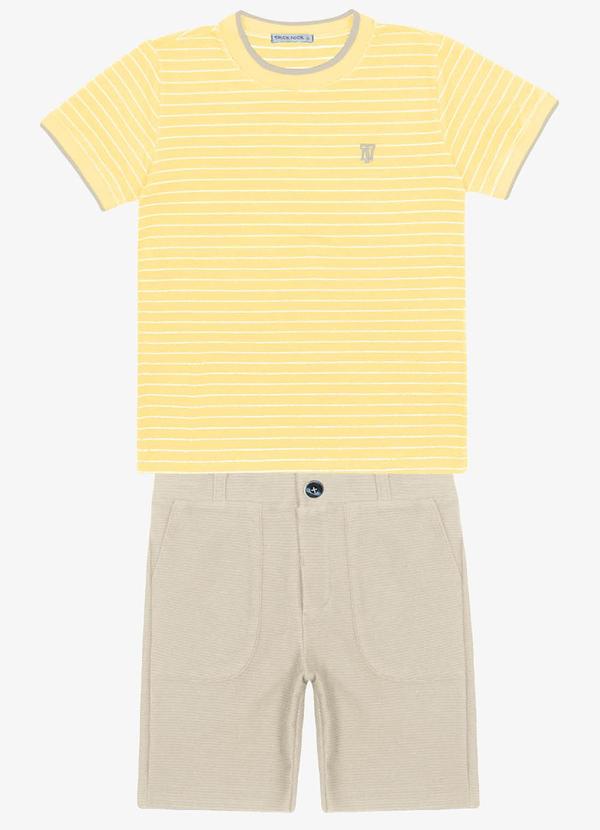 Trick Nick - Conjunto Menino Camiseta com Bermuda Amarelo