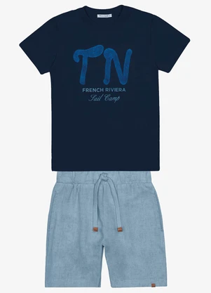 Trick Nick - Conjunto Menino Camiseta com Bermuda Azul - TRICK NICK