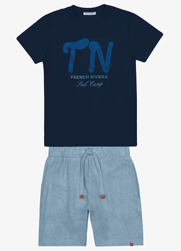 Trick Nick - Conjunto Menino Camiseta com Bermuda Azul