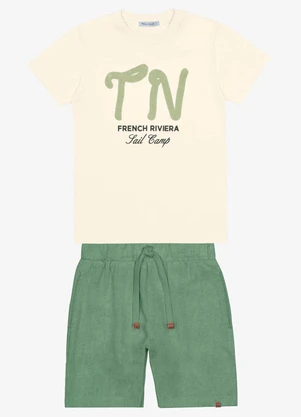 Trick Nick - Conjunto Menino Camiseta com Bermuda Bege - TRICK NICK