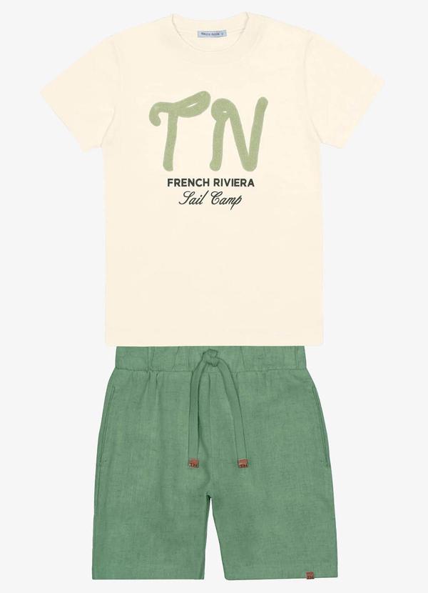 Trick Nick - Conjunto Menino Camiseta com Bermuda Bege