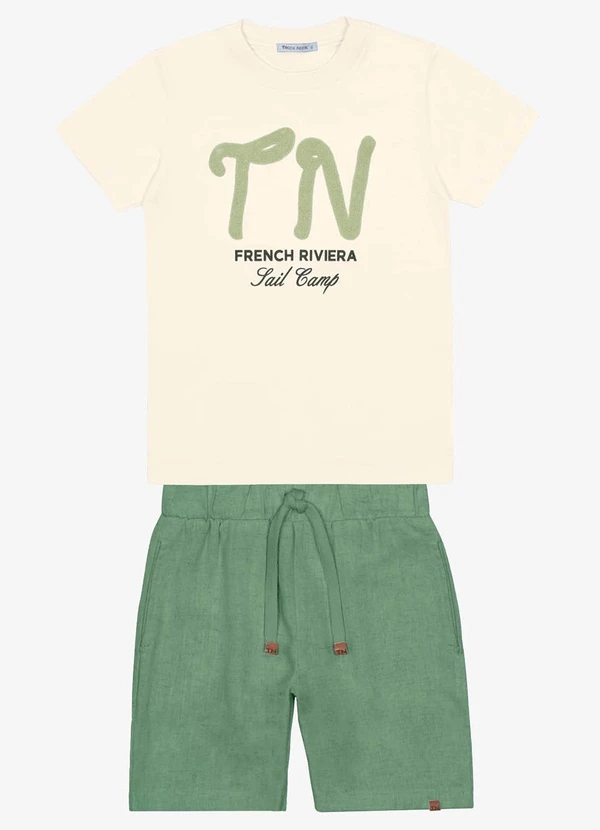 Trick Nick - Conjunto Menino Camiseta com Bermuda Bege