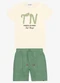 Trick Nick - Conjunto Menino Camiseta com Bermuda Azul - variação: Bege