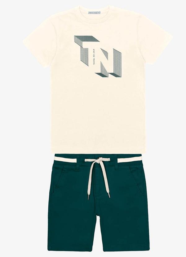 Trick Nick - Conjunto Menino Camiseta com Bermuda Bege