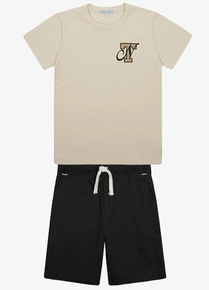 Trick Nick - Conjunto Menino Camiseta com Bermuda Bege - TRICK NICK