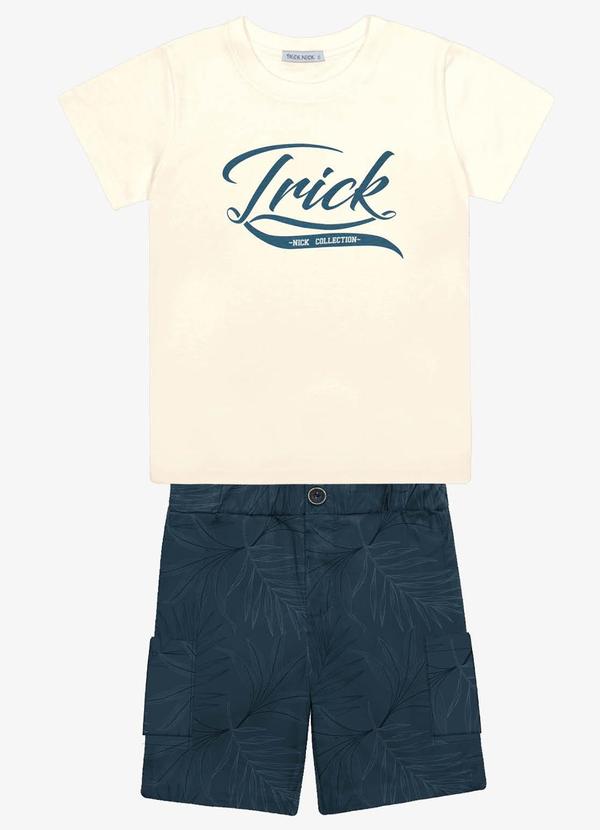 Trick Nick - Conjunto Menino Camiseta com Bermuda Bege 1