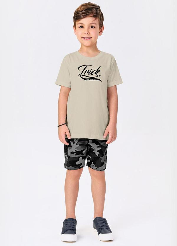 Trick Nick - Conjunto Menino Camiseta com Bermuda Bege 3