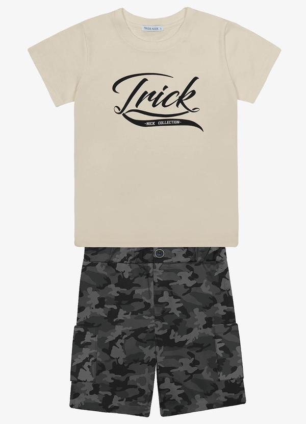 Trick Nick - Conjunto Menino Camiseta com Bermuda Bege 6