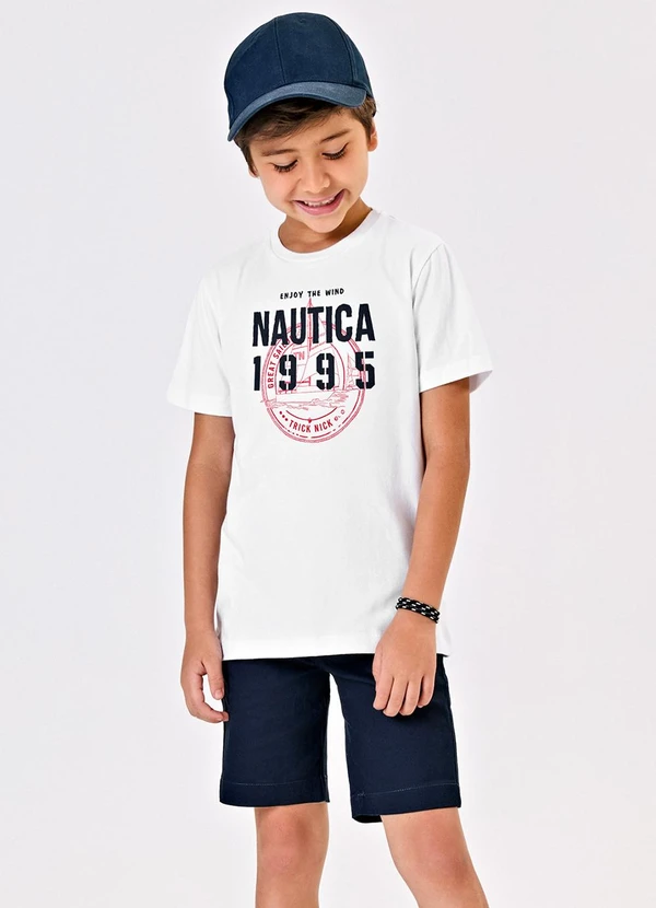 Trick Nick - Conjunto Menino Camiseta com Bermuda Branco
