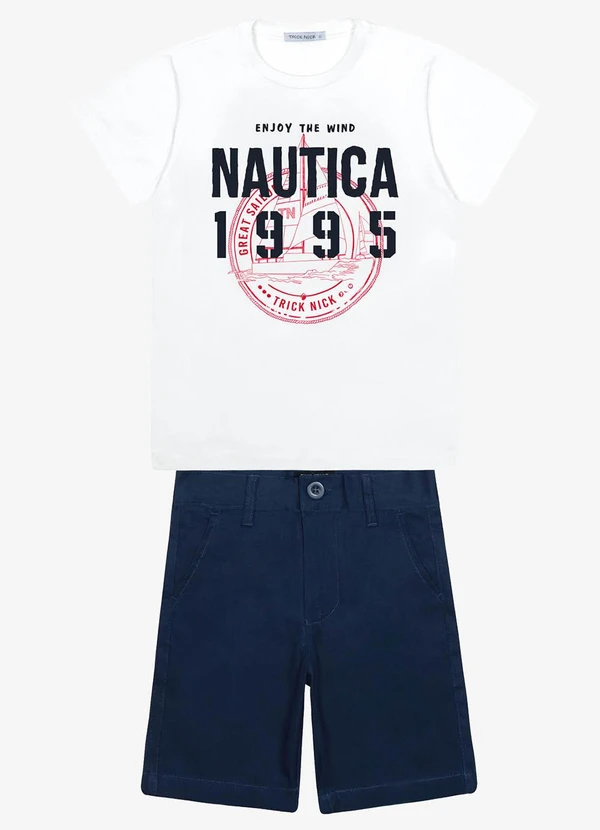 Trick Nick - Conjunto Menino Camiseta com Bermuda Branco 6