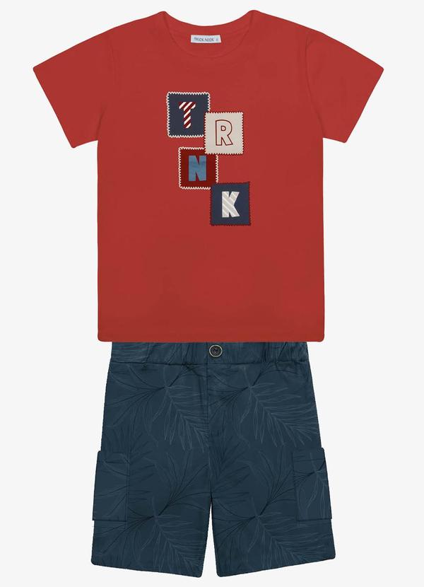 Trick Nick - Conjunto Menino Camiseta com Bermuda Vermelho