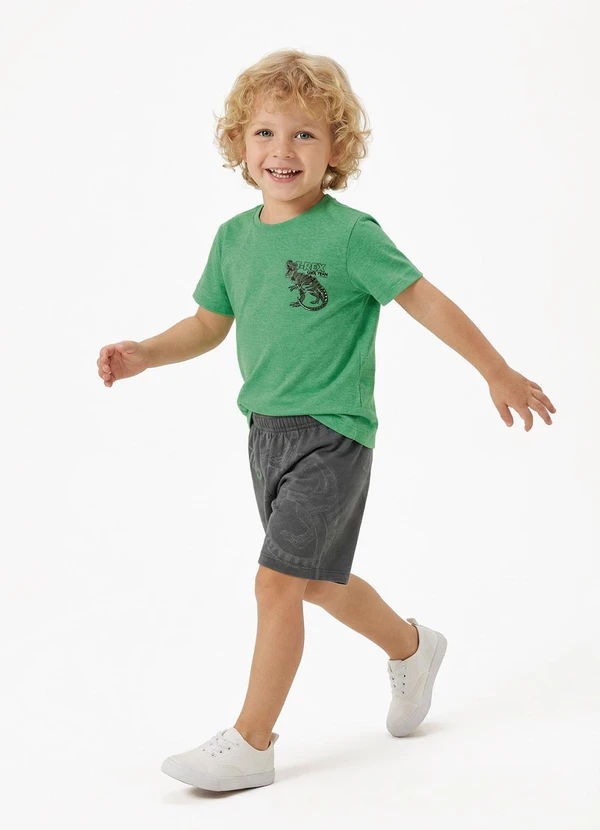 Fakini - Conjunto Menino Camiseta Dino e Bermuda Verde