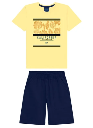 Ddk - Conjunto Menino Camiseta e Bermuda Amarelo - DDK