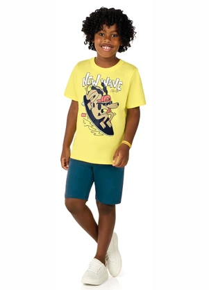 Marlan - Conjunto Menino Camiseta e Bermuda Amarelo - MARLAN