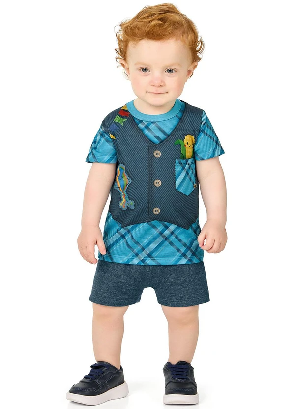 Marlan - Conjunto Menino Camiseta e Bermuda Azul