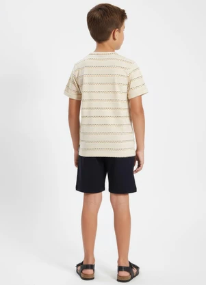 Multimarcas - Conjunto Menino Camiseta e BermudaBege - MULTIMARCAS