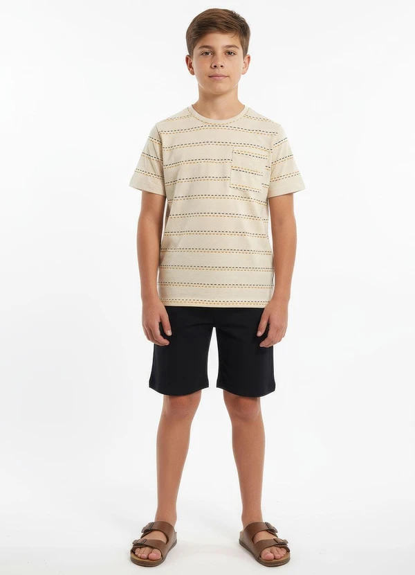 Multimarcas - Conjunto Menino Camiseta e BermudaBege