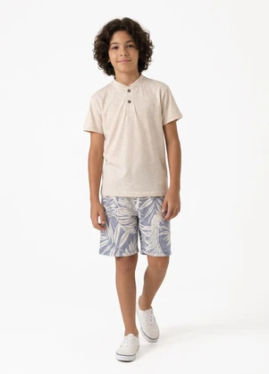 Fakini - Conjunto Menino Camiseta e Bermuda Bege - FAKINI