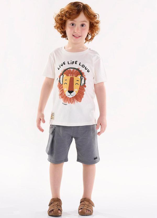 Up Baby - Conjunto Menino Camiseta e Bermuda Bege